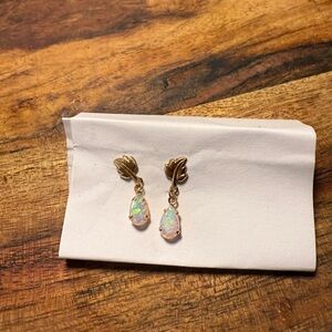 Elegant Gold and Opal Drop Earrings